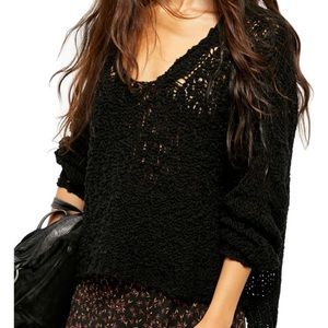 Free People Sunday Shore Sweater Black Small